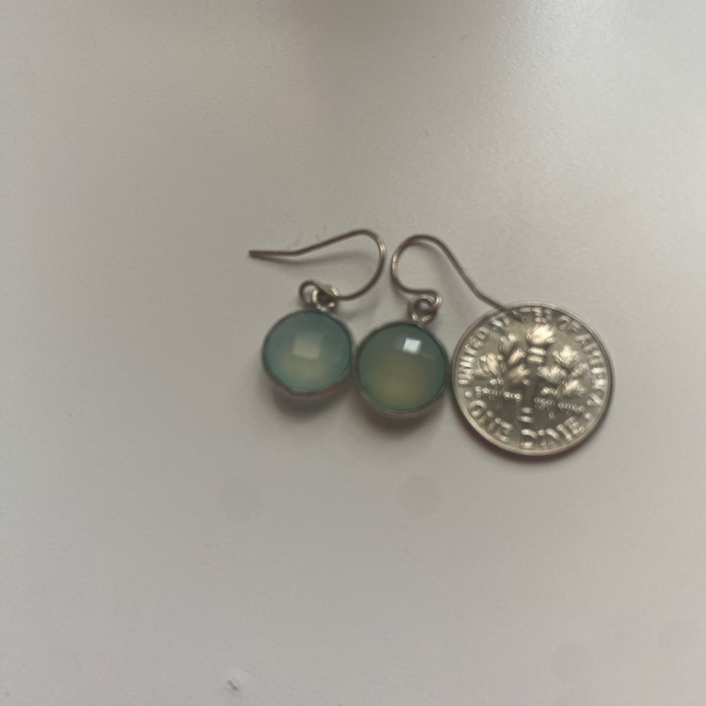 Elegant Stainless still earrings with chalcedony stone - Picture 4 of 4
